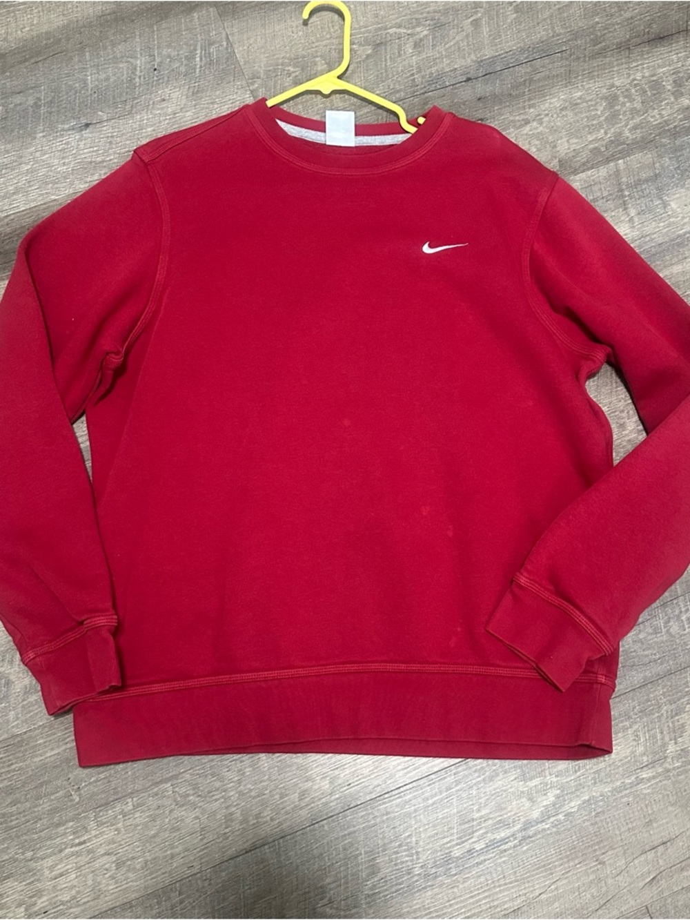Nike Men’s Crimson Crewneck Sweatshirt with White Swoosh